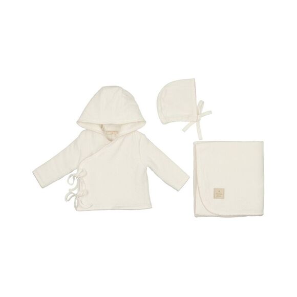 Mon Tresor GirlsScallop Wrap Jacket Layette Set White